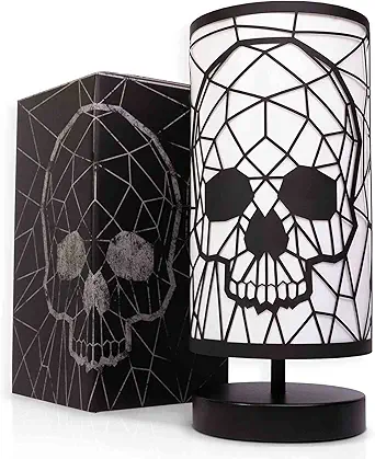 GAVIA Black Skull Lamp - 3-Way Dimmable Touch Control - Gothic Decor - Goth Room Decor - Skeleton Lamp - Home Decor - Goth Lamp for Bedroom Decor - Goth Decor - Skull Light