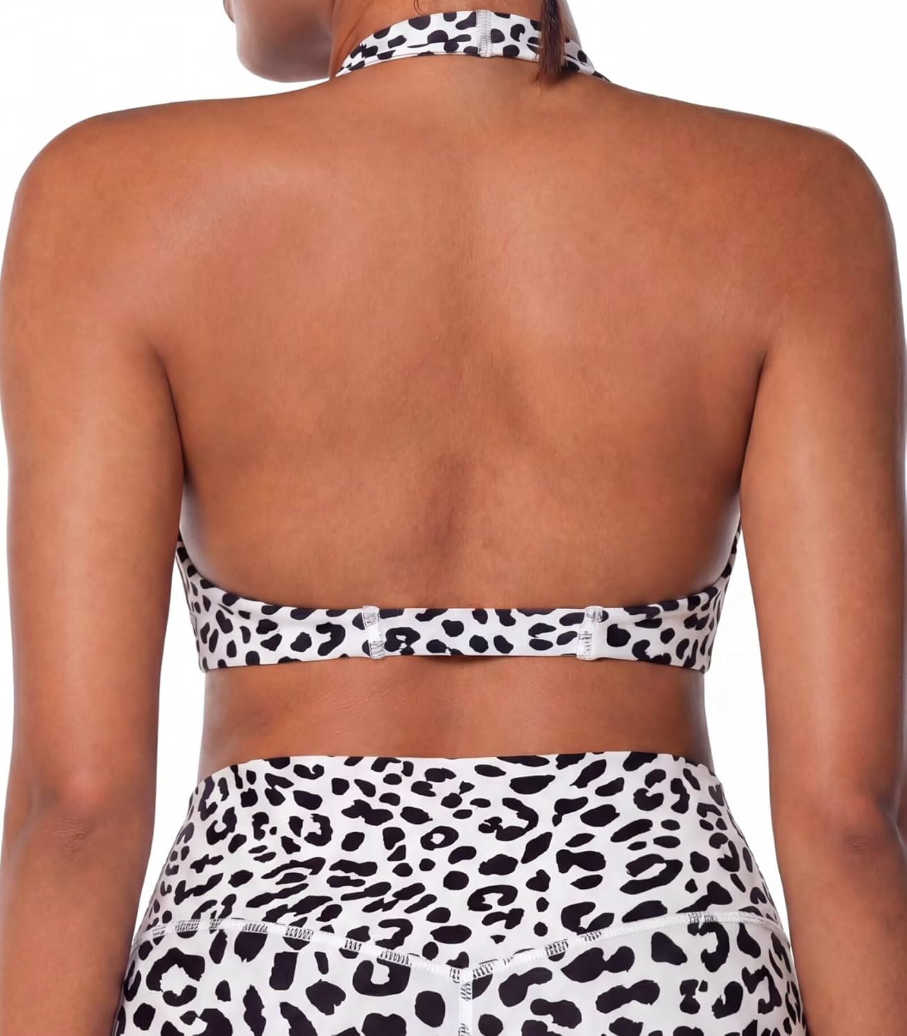 Sunzel Women's Halter Neck Sports Bra, Twist Front Yoga Crop Top with Removable Pads, Open Back V Neck Bra for Gym Workout