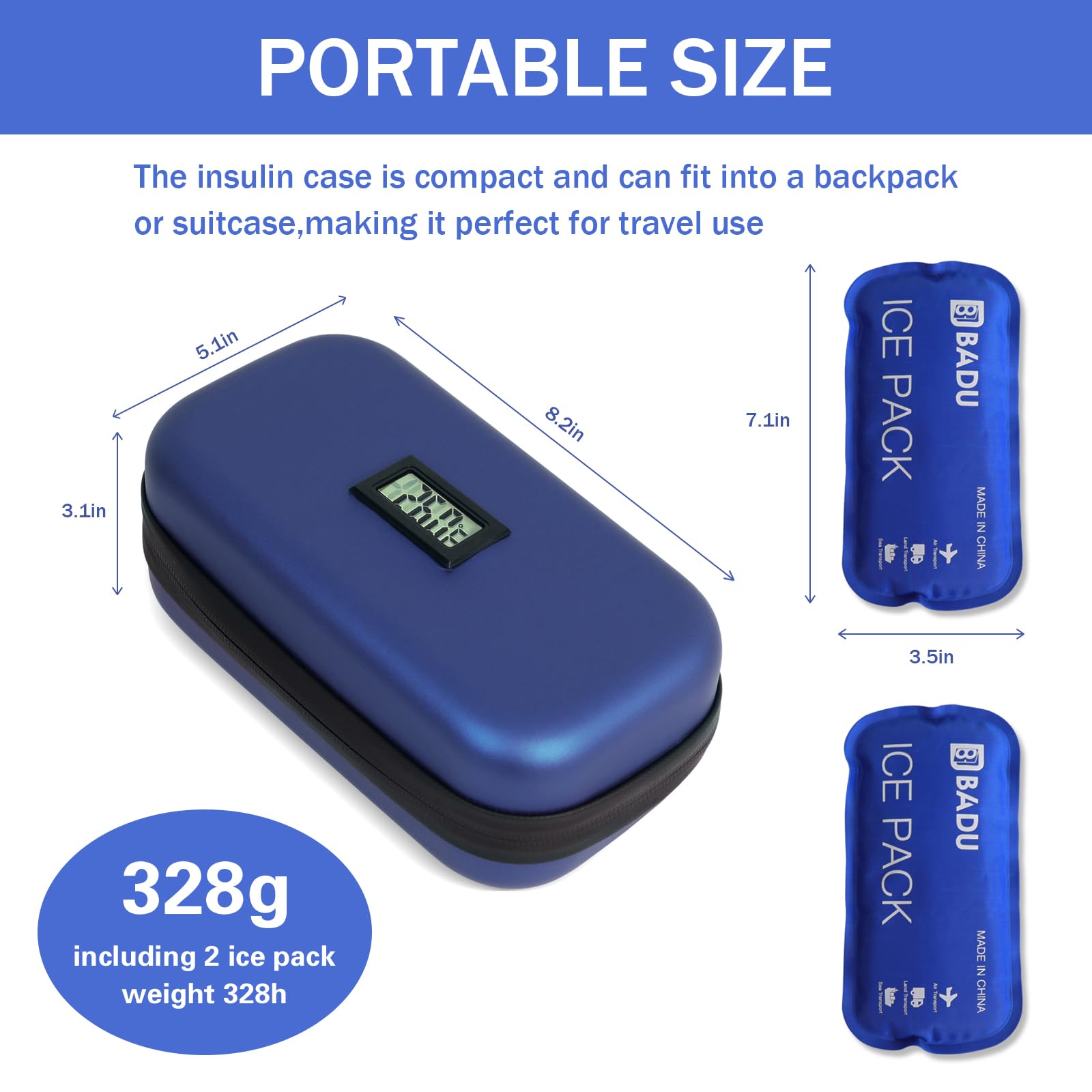 Insulin Cooler Travel Case TSA Approved Refrigerated Medicine Organizer Bag with Thermometer Temperature Display Keep Medicine Cool Include 2 Ice Packs for Diabetic