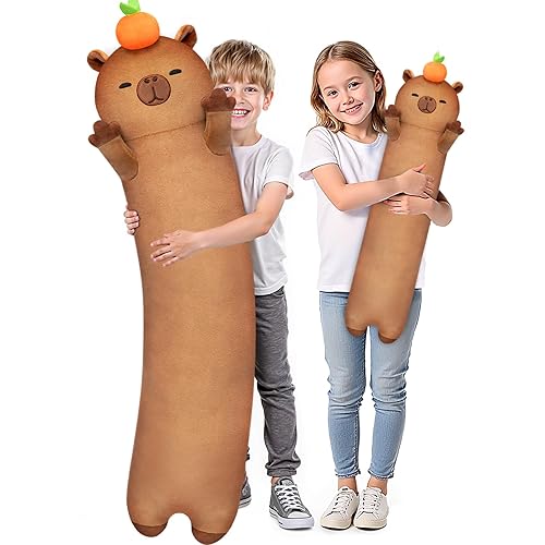 Mewaii Capybara Peluche Longue 5 Tailles, Rembourrage 120% supplémentaire, Coussin
