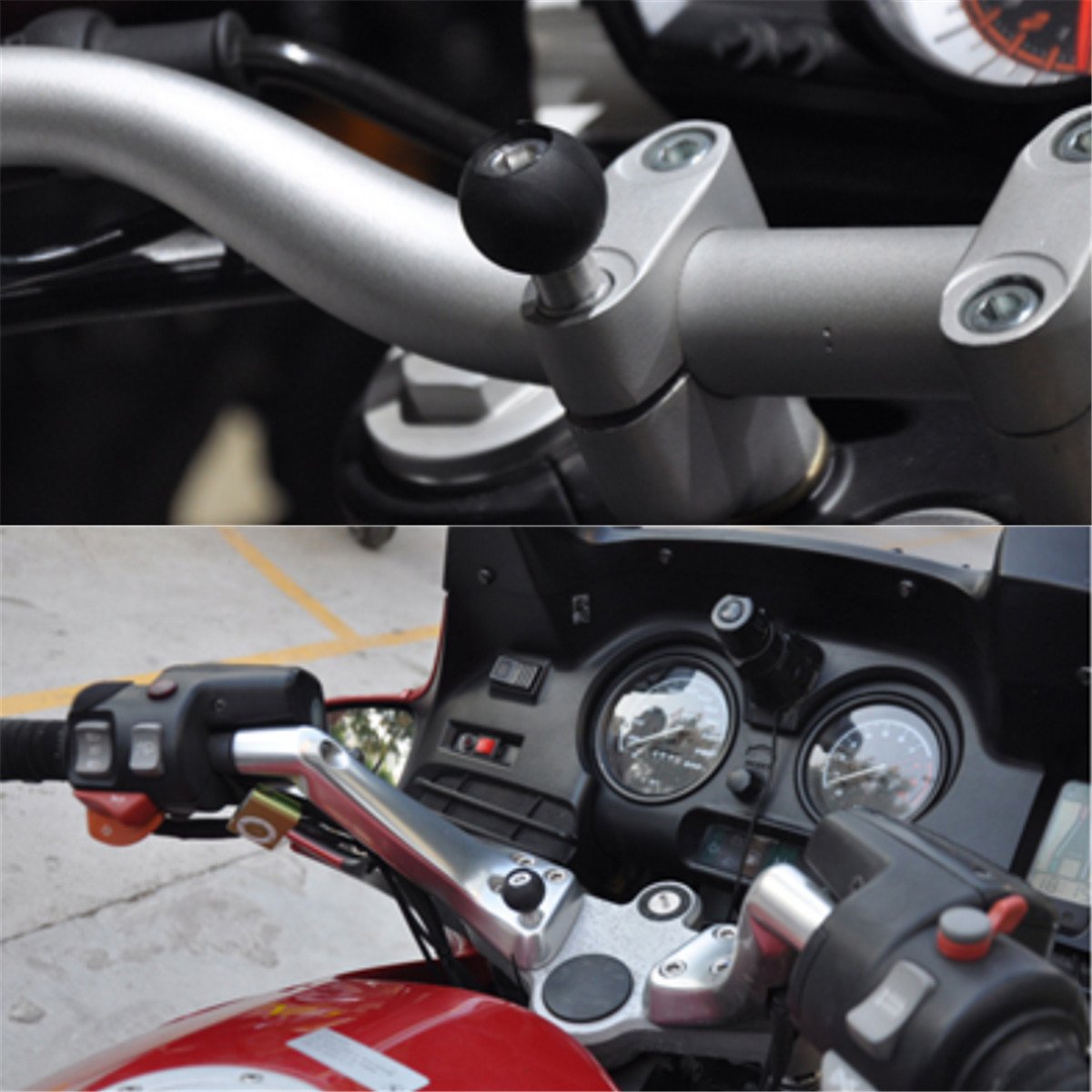 Ram Ram-B-367U Manubrio Moto Base Clamp Con 1Pollice Ball & M8 Kit Viti Set