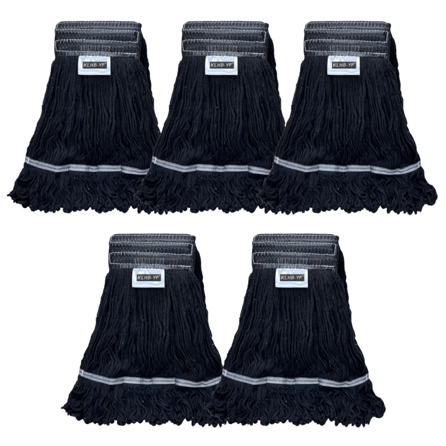 KLHB-YF Heavy Duty Wet Industrial Cleaning Mop Head – 21 oz Black mop Head Replacement Cotton Washable Industrial mop Heads Heavy Duty for Commercial