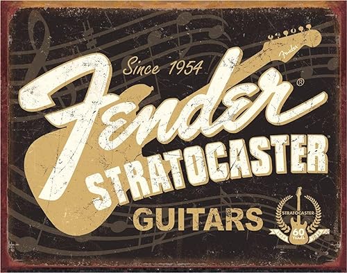 Desperate Enterprises Fender Stratocaster Guitars 60th - Letrero de lata de metal vintage nostálgico - Hecho en Estados Unidos disponible en Yaxa Costa Rica