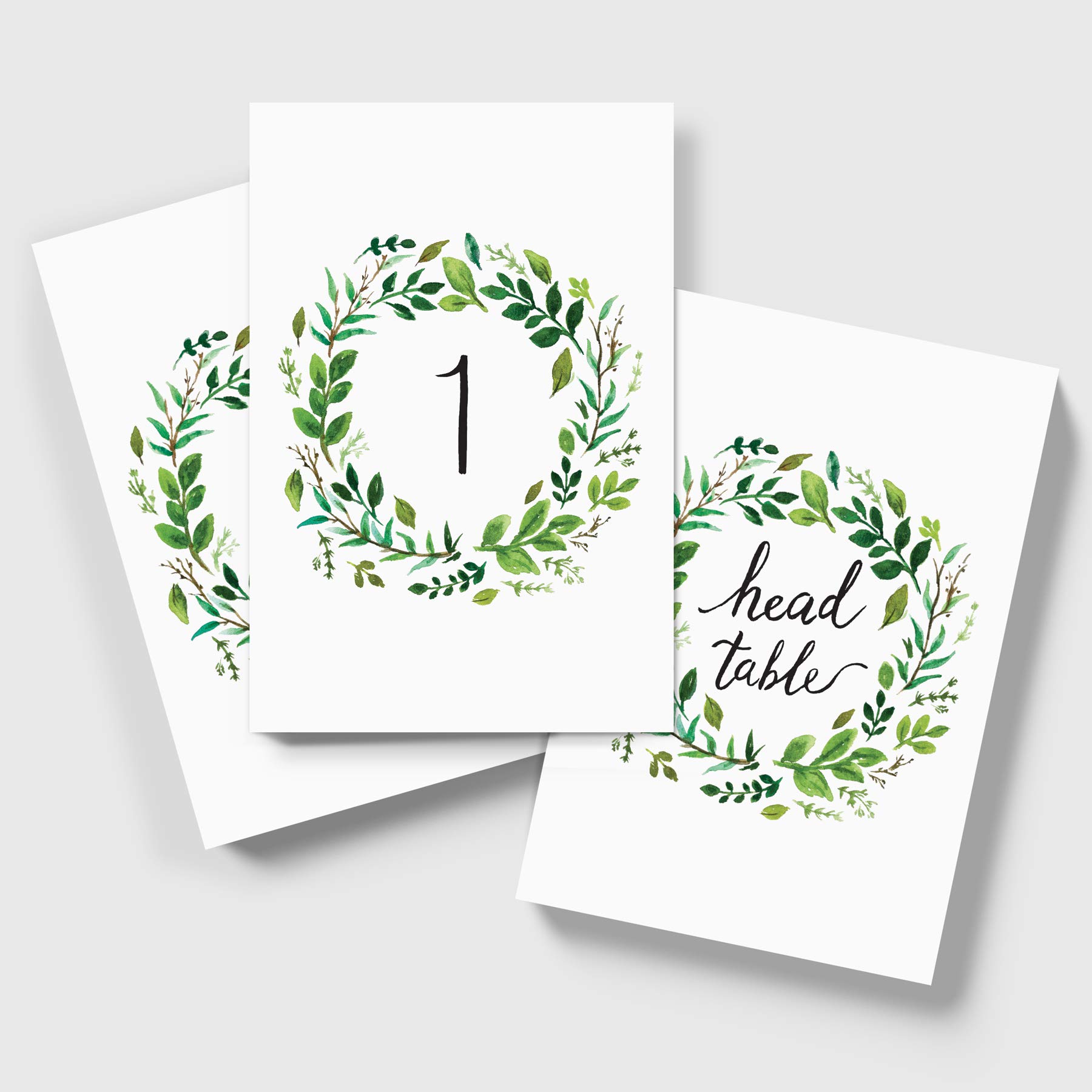MINIMALMART Table Numbers Cards, 4x6 Modern Greenery Calligraphy Design, Double Sided, Numbers 1-40 with Head Table Card - Perfect for Party, Event, Reception, Celebrations