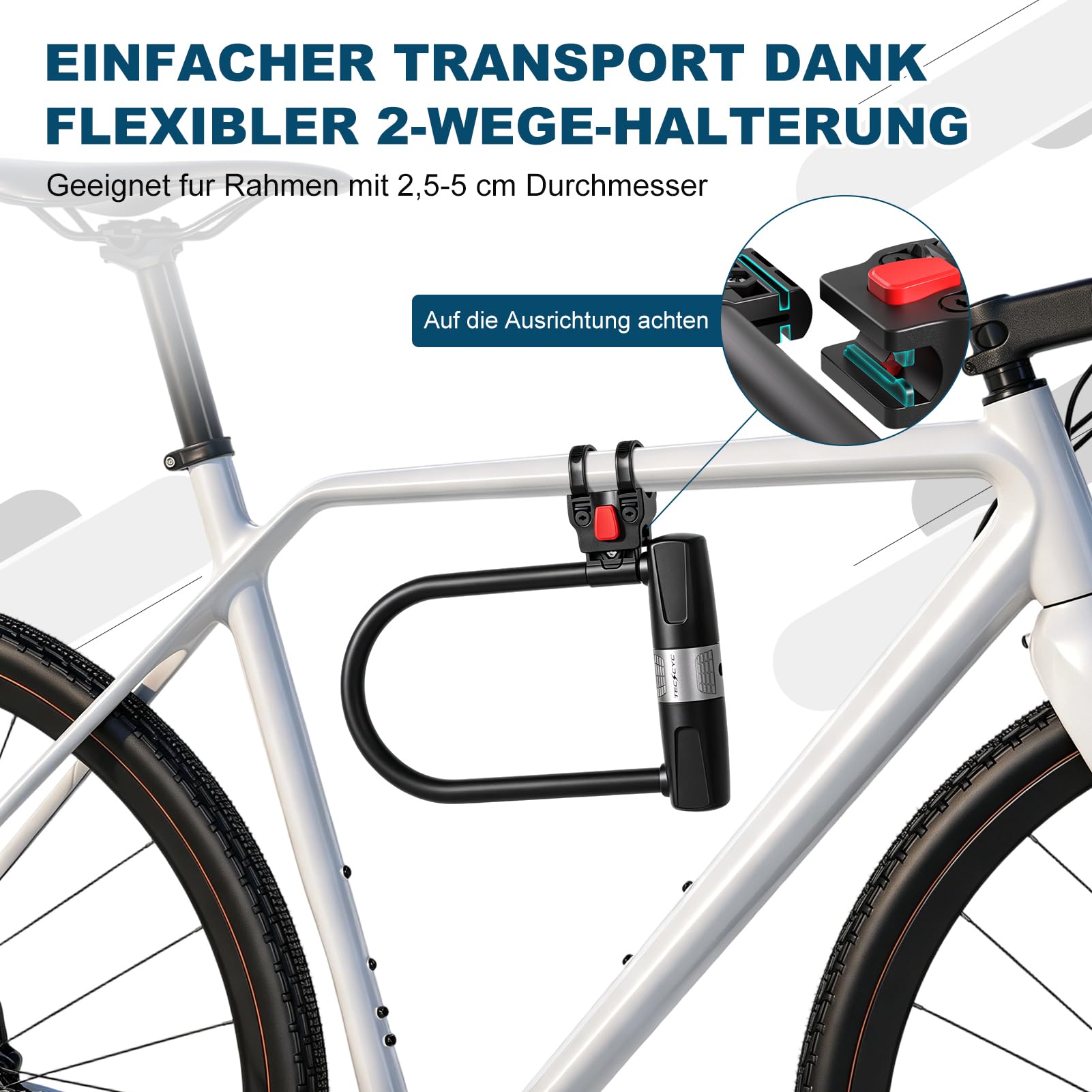 TECHCYC ART Bügelschloss mit Kabel für Fahrrad & E-Bike