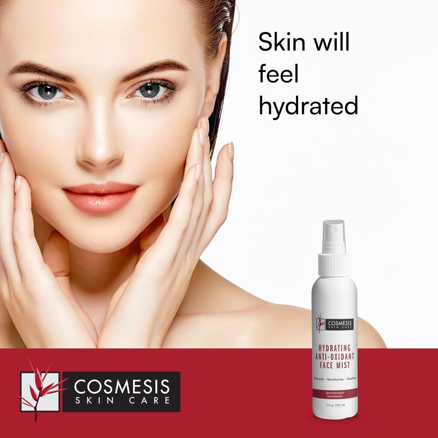 Cosmesis Hydrating Anti-Oxidant Face Mist - Refresh, Moisturize & Soothe Dry Skin, Tea Blend & Vitamins A/D - 4 fl oz