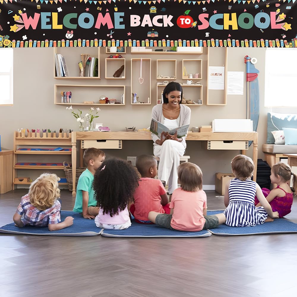 CHUNNIN Türbanner "Welcome Back To School" – 90x150 Cm, Bunt, Aus Polyester, Für Klassenzimmer & Partys