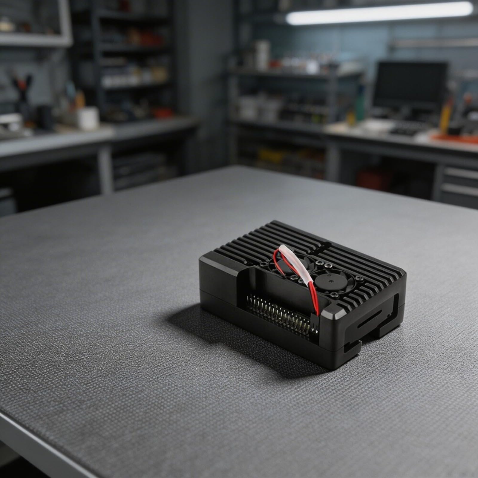 für Raspberry Pi 4 Gehuse Aluminium, Dual Fan Leise Kühlung, Schutzcase mit Wrmeleitpad, Offenes Design für WLAN, Schwarz