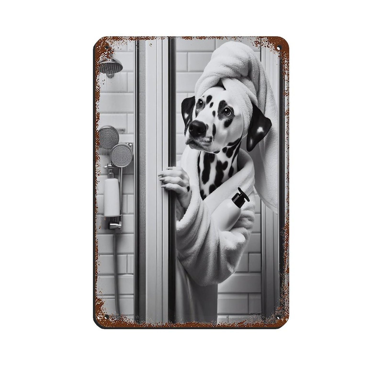 Dalmatian，Bathroom Art Poster Tin Sign Vintage Metal Pub Club Cafe Bar Home Wall Art Decoration Poster Retro 8x12inch(20x30cm)