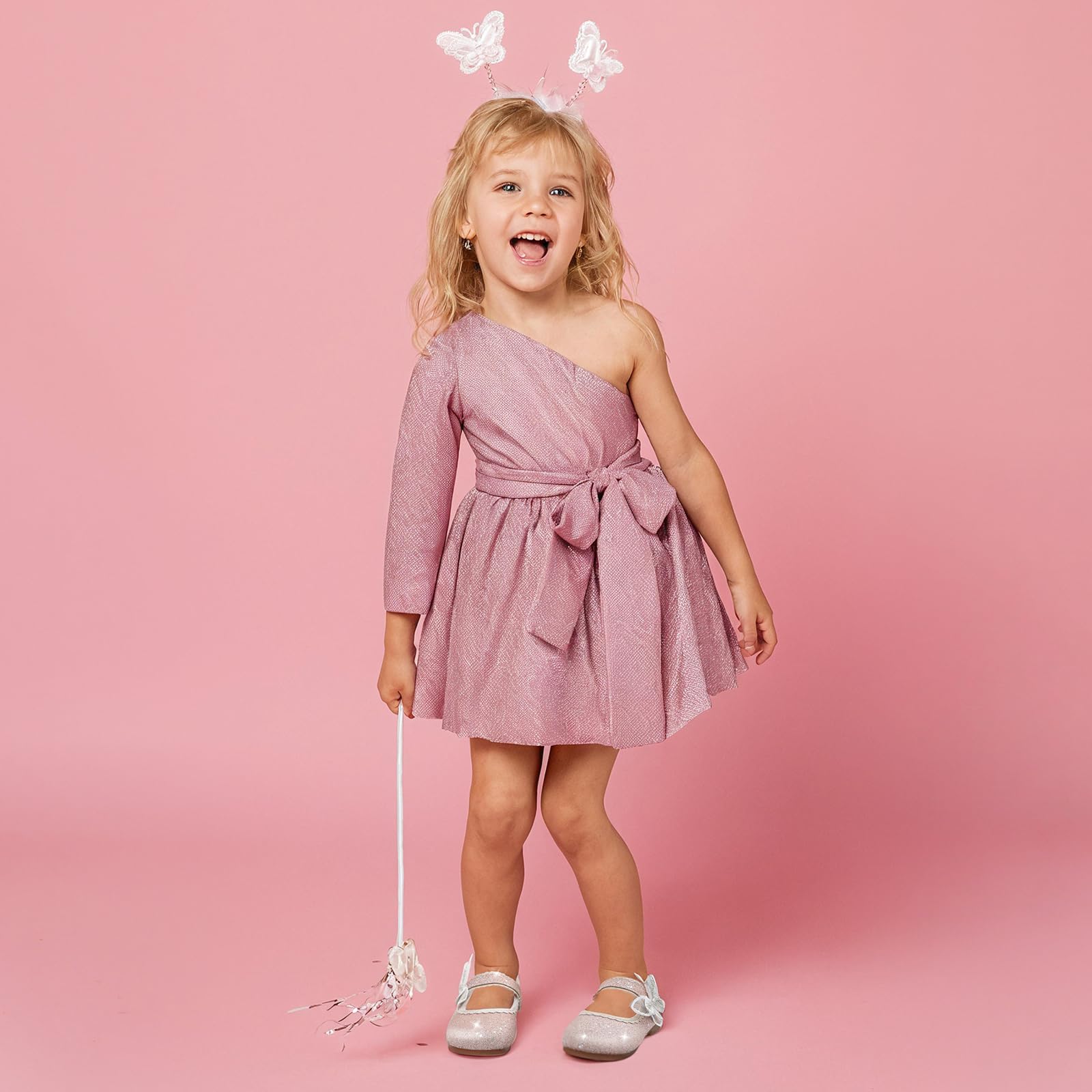MK MATT KEELY Ballerines Fille Chaussure Princesse Glitter Enfant avec Papillon Chaussure Mary Jane Plates