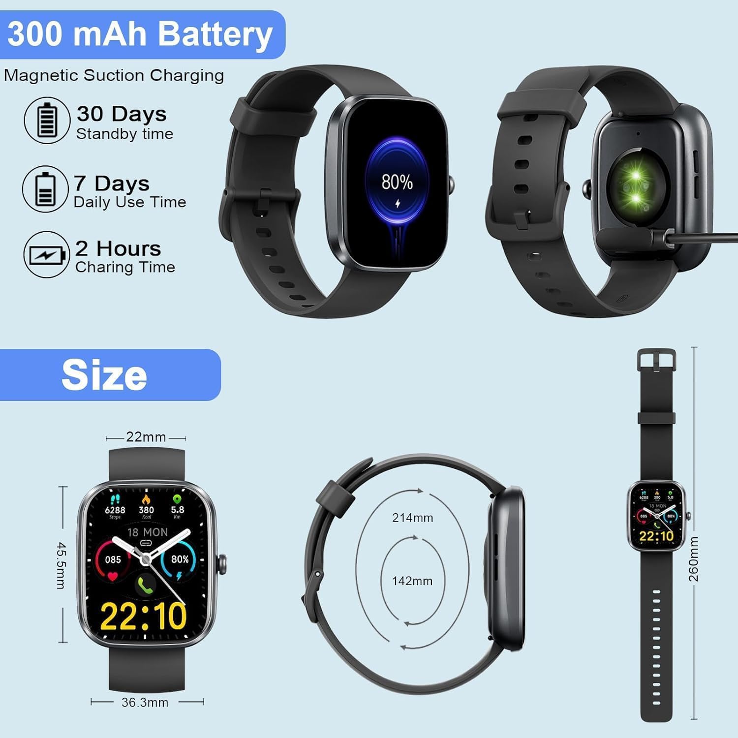 2026 Reloj Inteligente Hombre Mujer, 1.96″ Smartwatch con Llamadas Bluetooth y Whatsapp Notificación, IP68 Pulsera Actividad con 100+ Modos Deportivos, Pulsómetro, Monitor de Sueño para Android iOS 8