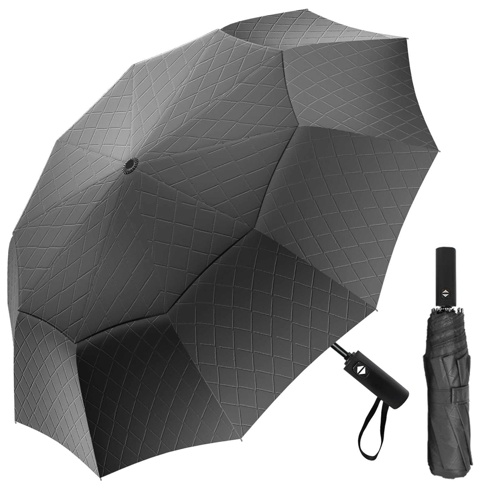 Satol 62 Inch Large Windproof Golf Umbrella, 10 Ribs Oversize Automatic Open/Close Double Canopy Folding Umbrella for Travel, UV Protection Sun & Rain Compact Portable Umbrellas for Outdoor, Black — image 1