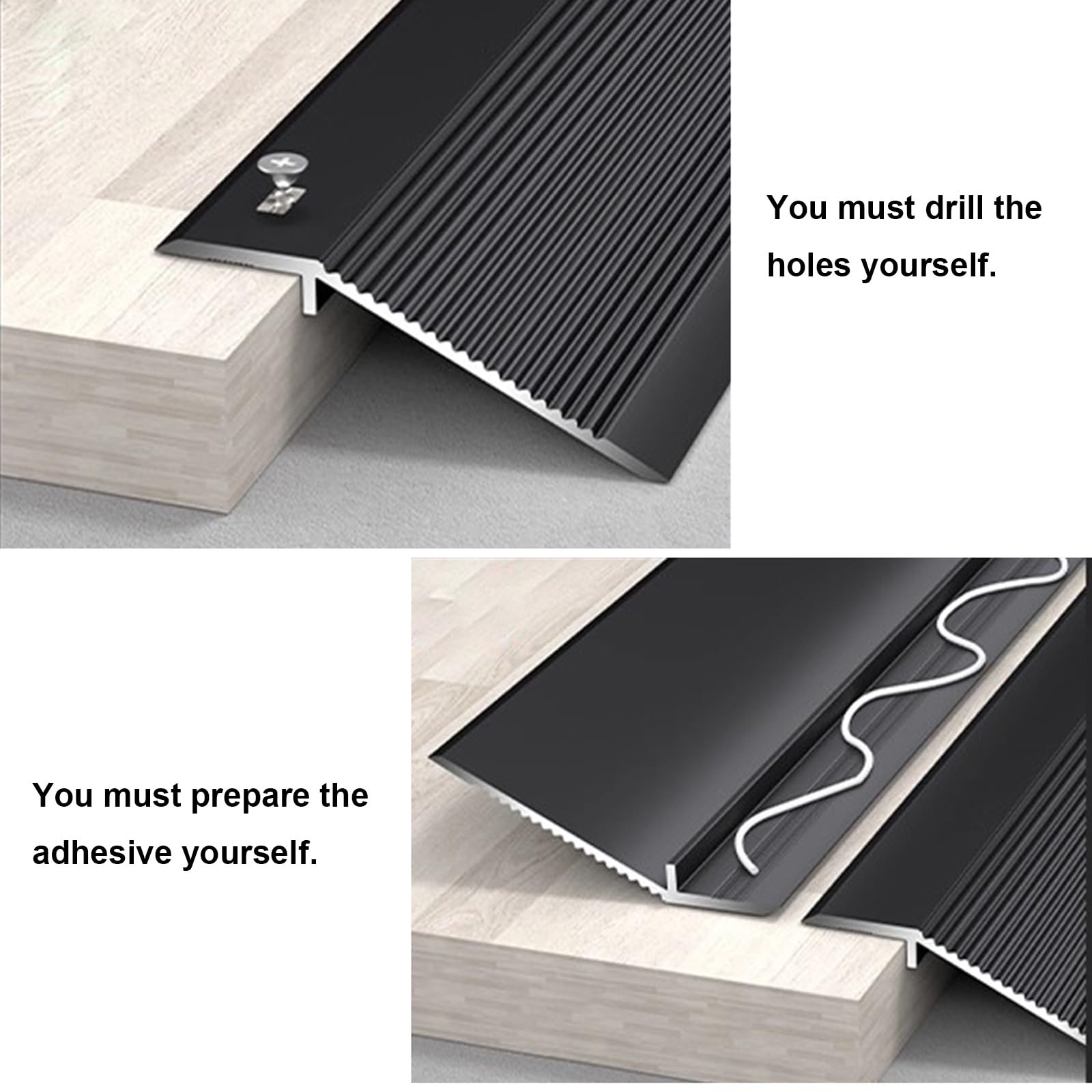Tira de aluminio para bordes de suelo, reductor de umbral para puertas, tira de tratamiento de suelo para suelos irregulares, 7,5 cm, productos de construcción duraderos