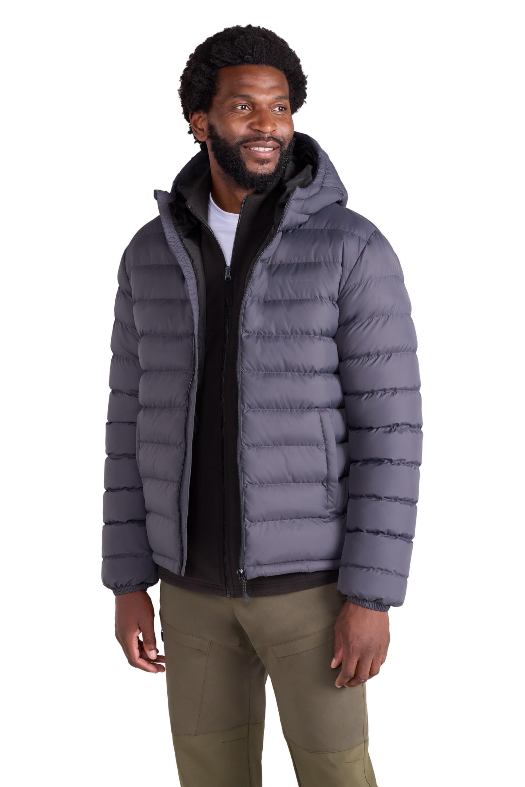Mountain Warehouse Men's Dark Grey Season Padded Jacket - Water Resistant Puffer Coat, Lightweight, Lab Tested To -30C, Microfibre Filler - Spring Summer, Travelling, Walking 3XL