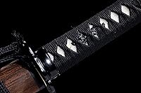 Vista 8 de Tanto Sword - Espada corta hecha a mano de arcilla katana templada de acero T10 real Hamon espada samurái de espiga completa afilada