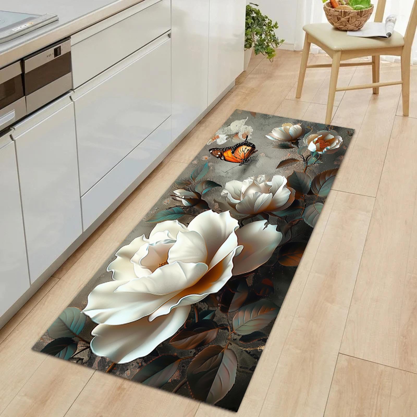 Paillasson antidérapant fleurs vintage pour sécuriser le couloir