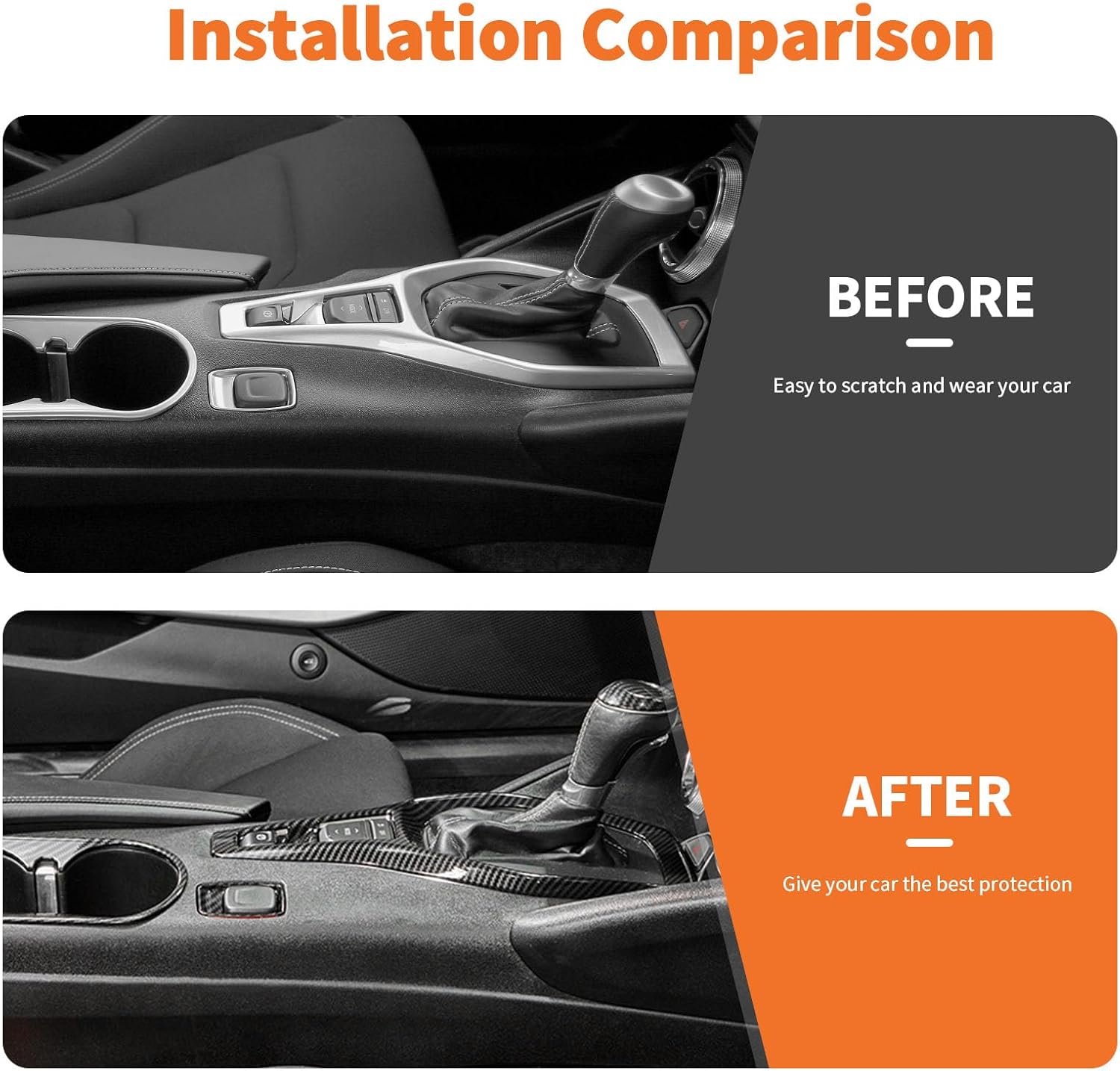 26PCS Carbon Fiber Interior Decoration Trim Kit for Chevrolet Camaro 2017-2025+,Center Console Door Handle Side Outlet Cup Holder Gear Cover Trim