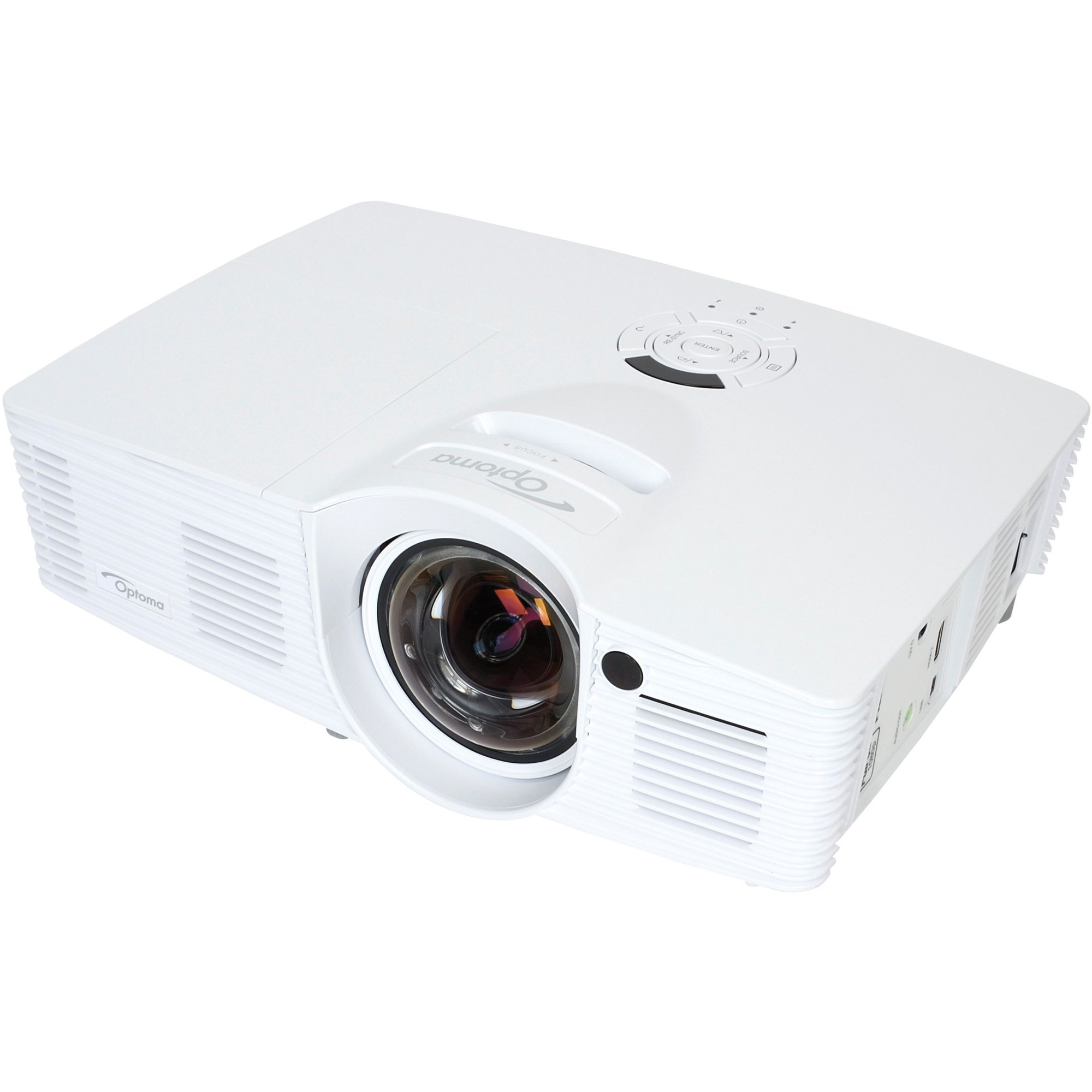 Optoma EH200ST Full 3D 1080p 3000 Lumen DLP Short Throw Projektor mit 20.000:1 Kontrastverhältnis und MHL-fähigem HDMI-Anschluss, Weiß