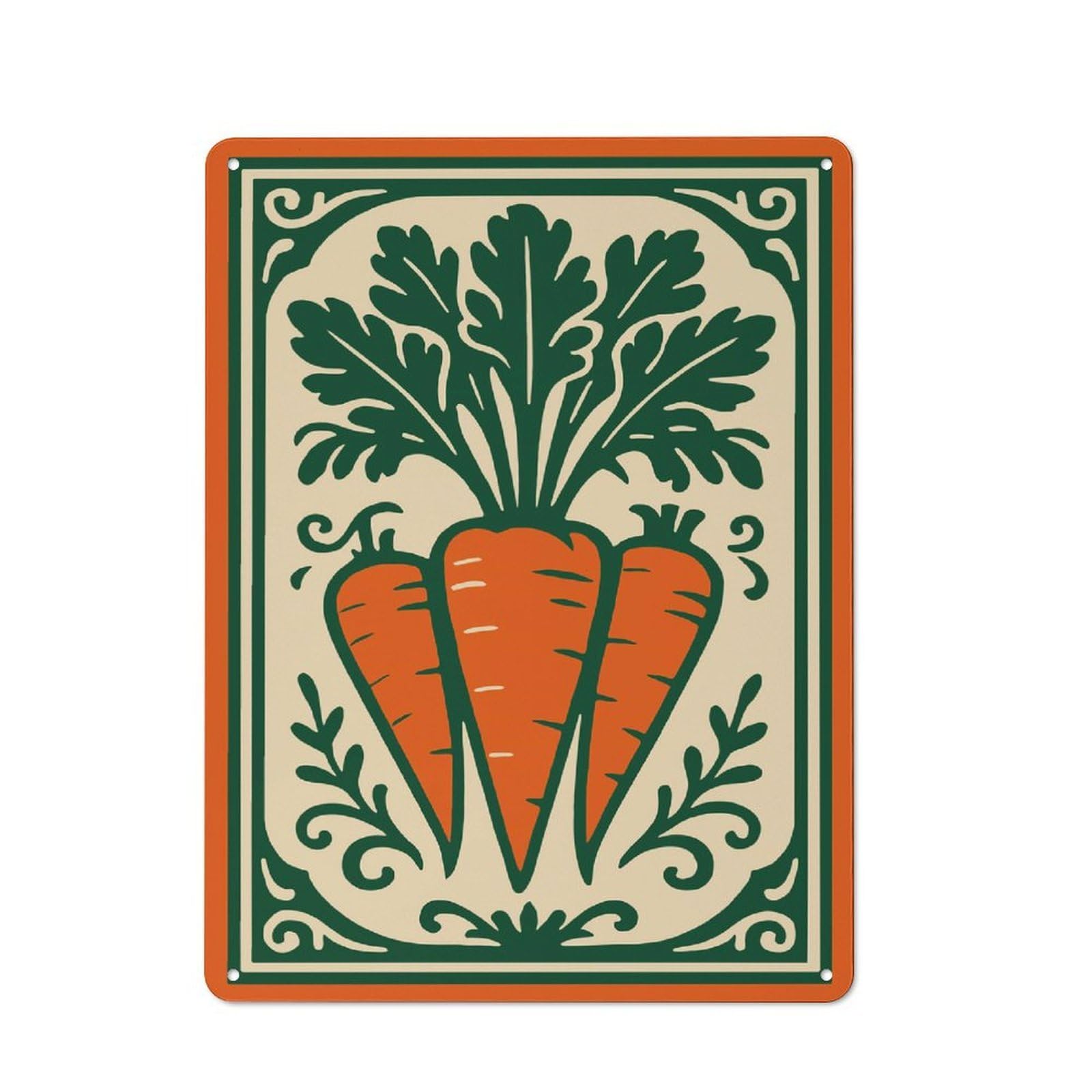 Junmoney Style-24 For Café Or Restaurant, Carrot Vegetable Art Nouveau Illustration Retro Metal Sign 40X30cm, Gift For Café Owners And Decorators During The Christmas Season