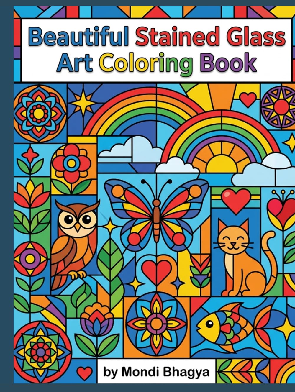 Beautiful Stained Glass Art Coloring Book: Bold and Easy Designs with Beautiful Windows, Animals, Flowers, and Simple Patterns for Relaxing Creative Fun