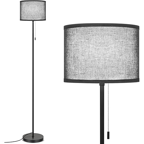 FOLKSMATE Floor Lamp for Living Room, LED Modern Simple Standing Lamp, Black Tall Lamps for Bedroom, Living Room, Office, Kids Room and Reading, Minimalist Pole Lamp with Shade, Without Bulb