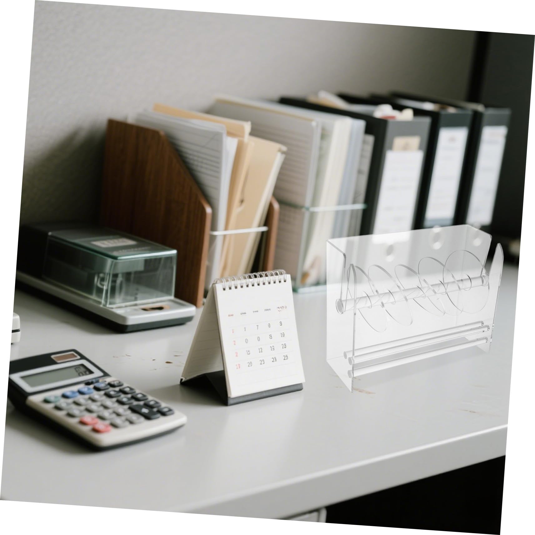 Dispenser Regolabile da Scrivania per Etichette in Acrilico 6 Dischi Organizzatore Etichette Resistente Supporto Porta Rotolo Adesivo per Ufficio e Scuola