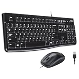 Logitech MK120 Wired Keyboard and Mouse Combo for Windows, Optical Wired Mouse, Full-Size, USB, Compatible with PC, Laptop - Black