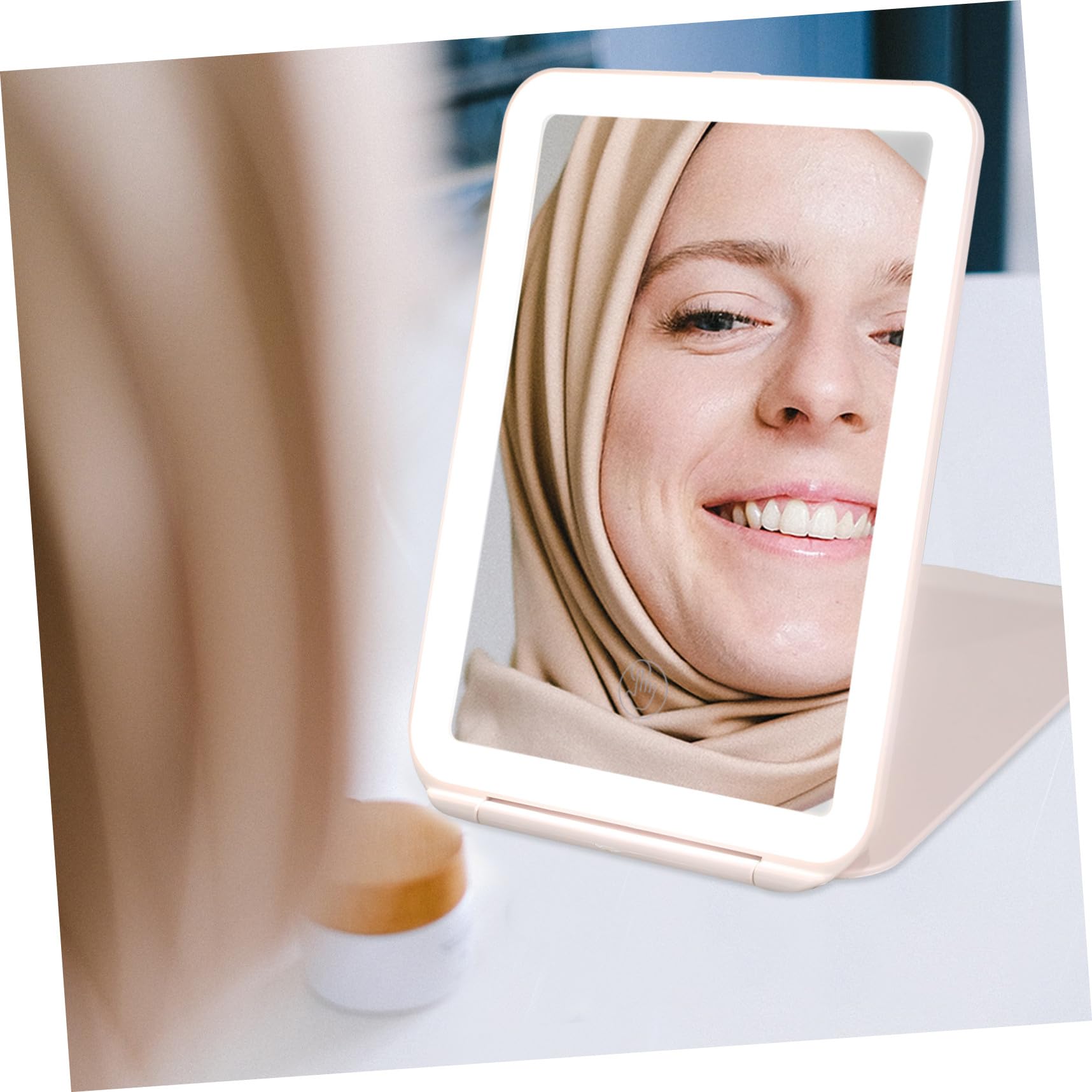 PACKOVE Specchio per Trucco con Luce LED Integrata, Portatile e Sottile in Abs con Cavo Usb, per Make-up in Viaggio a Casa