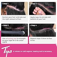 Vista 129 de Lashey Extensiones de Cabello Humano con Cinta Adhesiva Negro Natural 100% Remy Cabello Humano Liso Extensiones de Cabello con Cinta Largas de 24