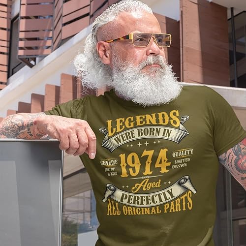 Miniatura 3 de 50th Birthday T-Shirt for Men, Legends were Born in 1974, Vintage 50 Years Old T Shirt