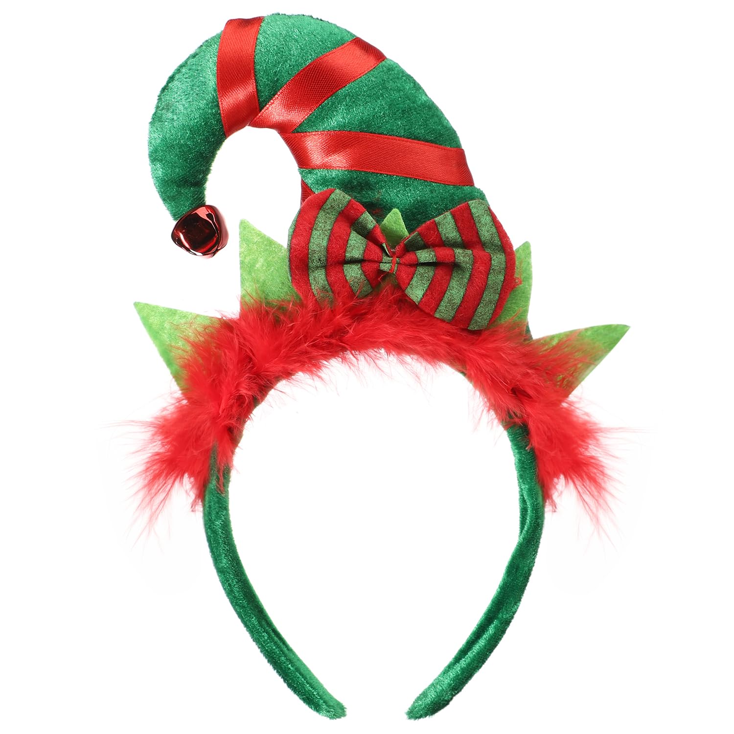 2pcs Christmas Tree Elf Hat Headband and Bell Scarf Set - Image 3