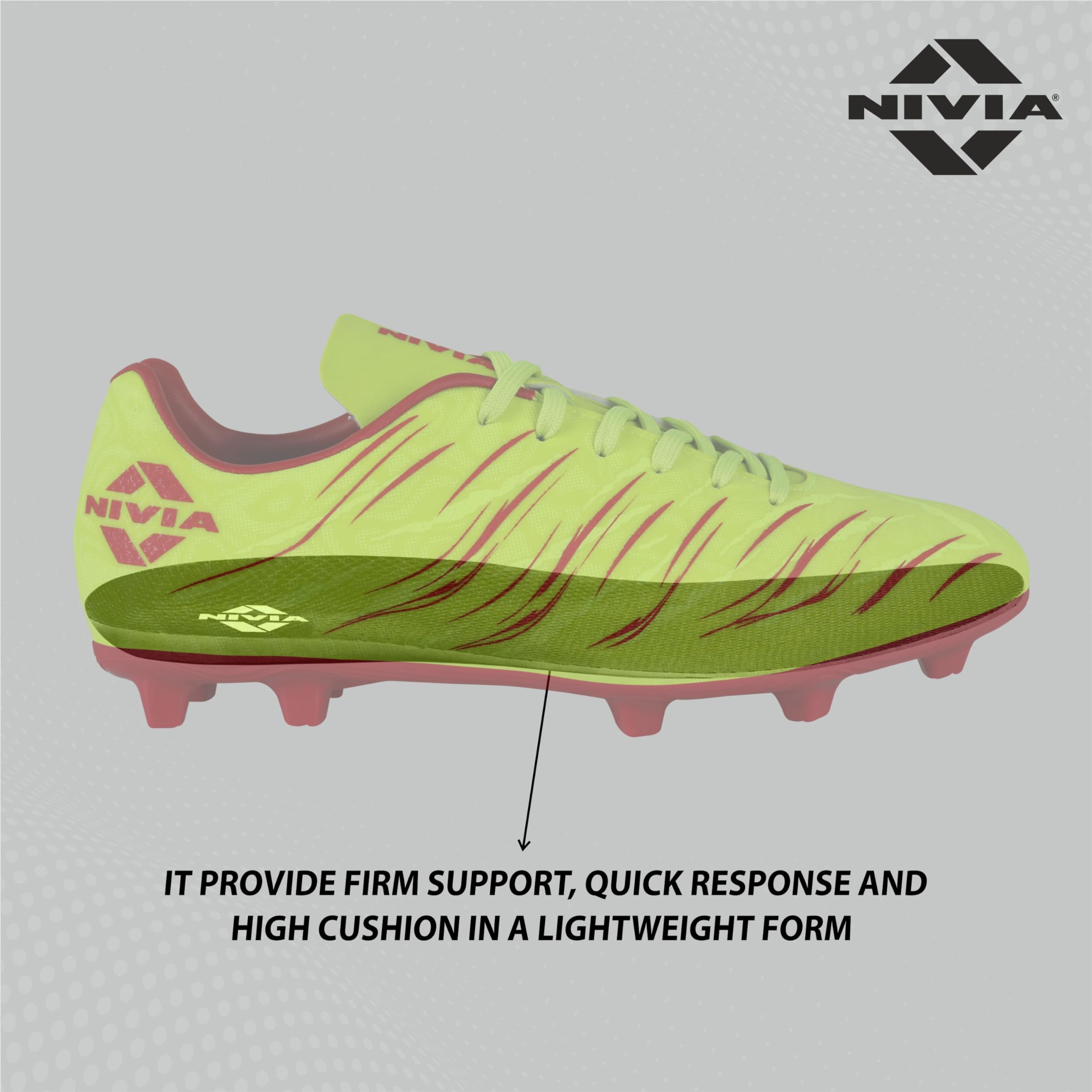 Nivia Men Carbonite 6.0 for Men, Synthetic Leather Upper, TPU Sole, Football Studs (Sulphur Green) Size - UK11 4