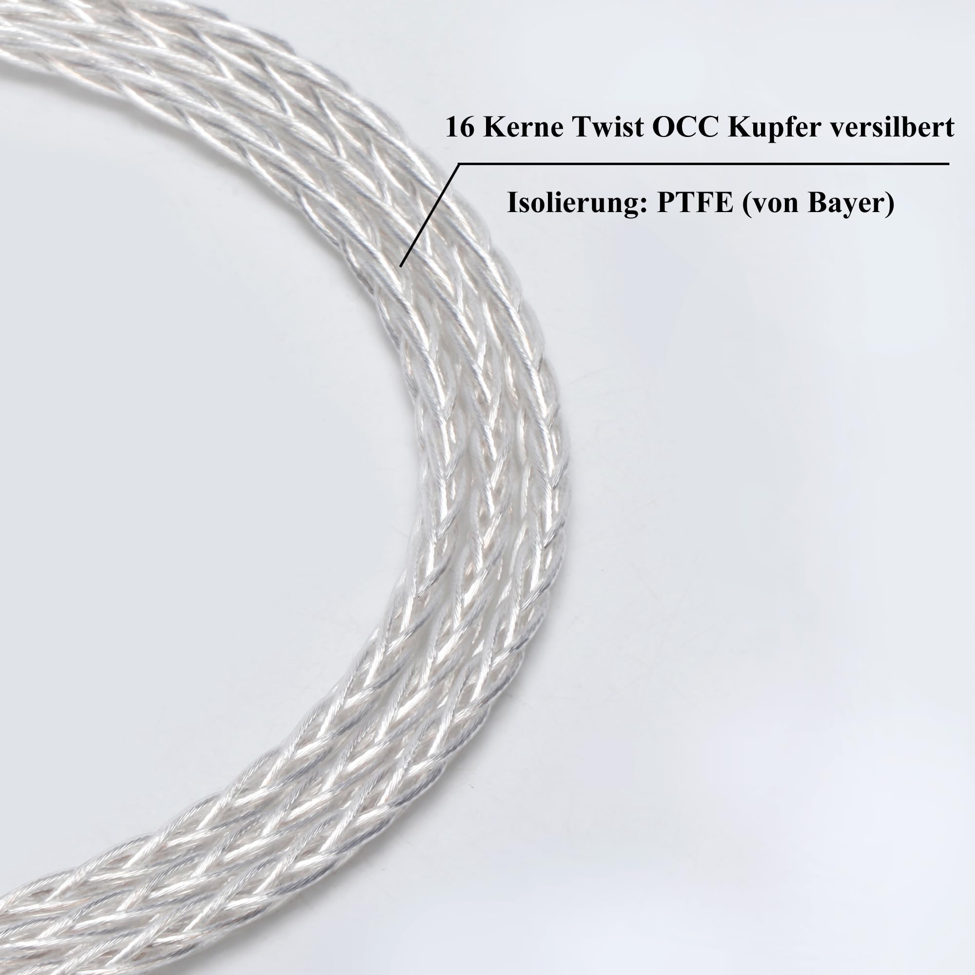 Monosaudio Câble de mise à niveau pour casque HiFi haut de gamme - 4,4 mm mâle vers double 3,5 mm - Isolation PTFE - Câble de rechange de 1,5 m avec 16 fils OCC - Conducteur en cuivre OCC - Pour HE4XX