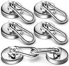 Grtard 3 Pack 50 Pound Magnetic Hooks with Rotating Carabiner Hook, Premium Magnetic Hook, Heavy Duty Magnetic Hook for Hanging, Magnets with Hooks, Fridge Magnet Hook
