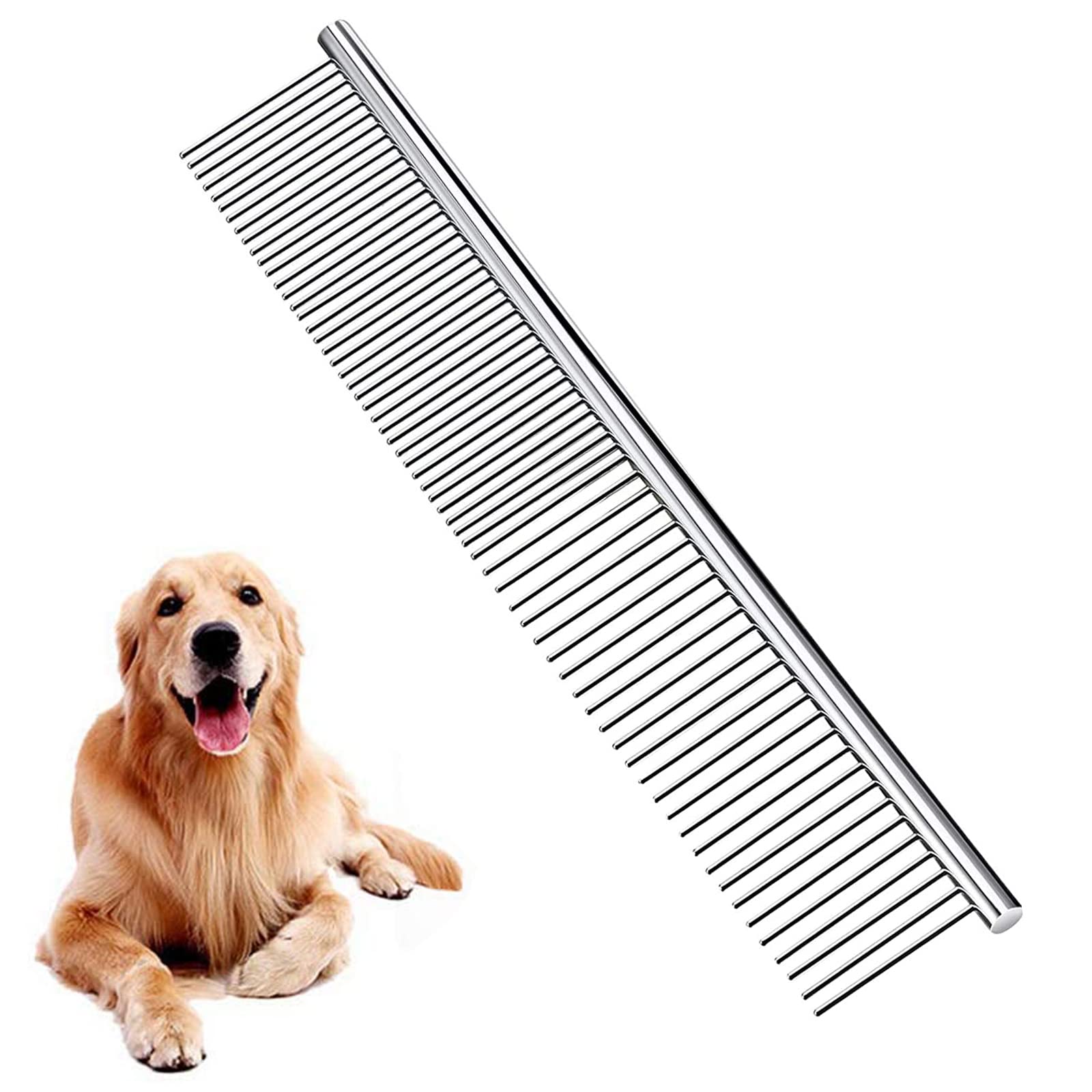 peines para mascotas,Peines de acero inoxidable para mascotas,peines de belleza para mascotas para todo tipo de mascotas de pelo largo y corto (19 x 3,5 cm)