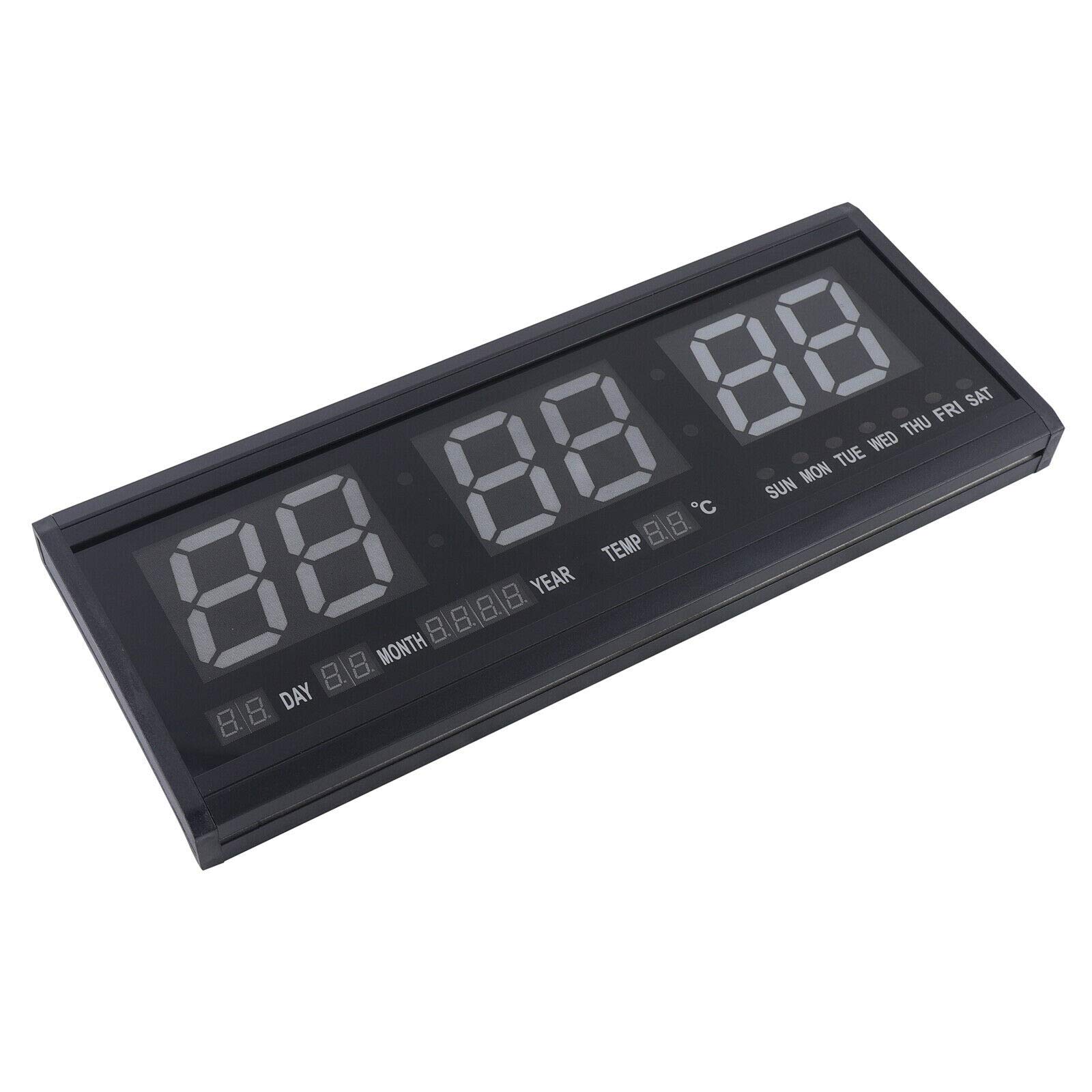 Orologio da parete digitale a LED, a pagamento, grande orologio da parete digitale con datario e temperatura, luminosità regolabile, adatto per camera da letto comodino