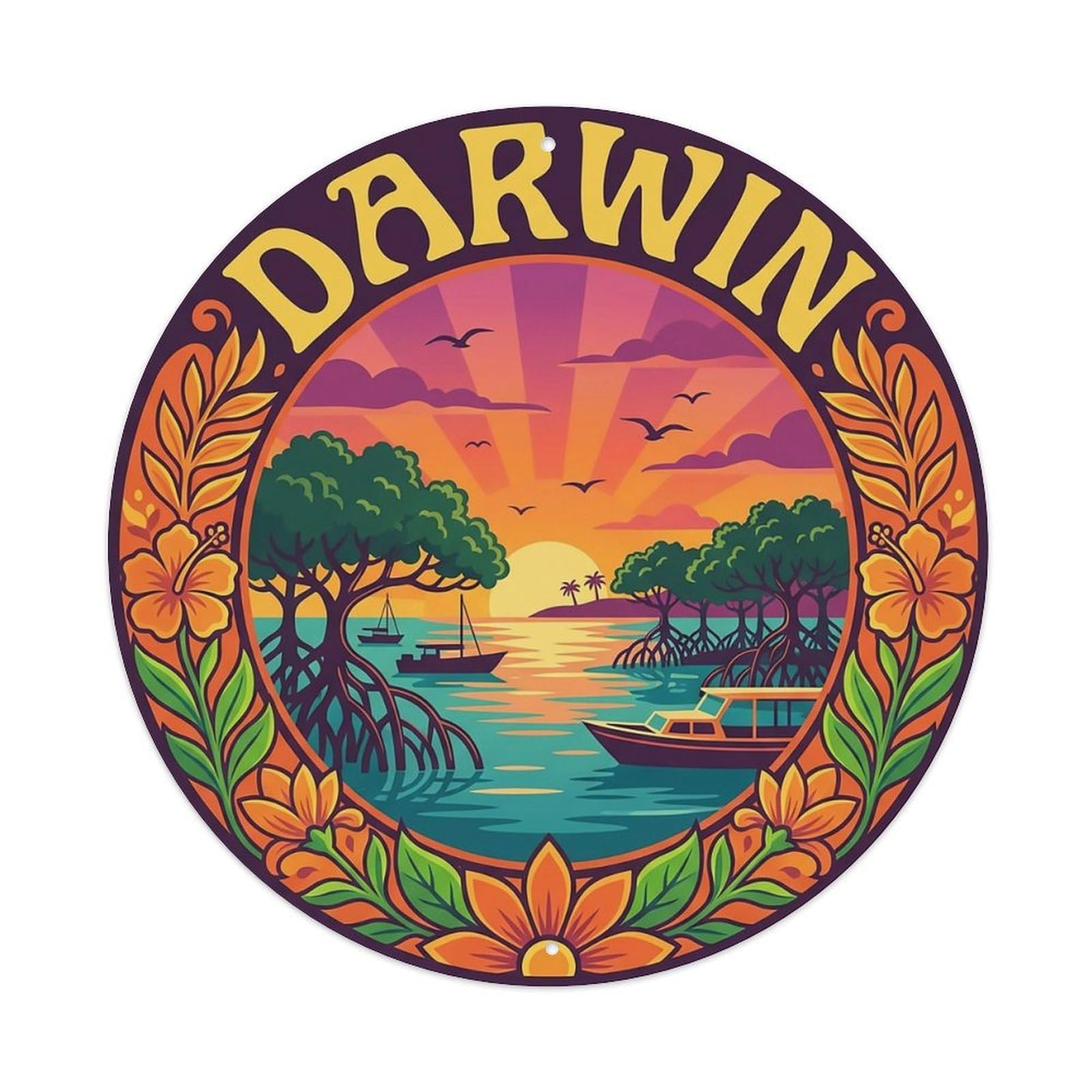 Vintage Travel Australia Darwin Metal Tin Sign