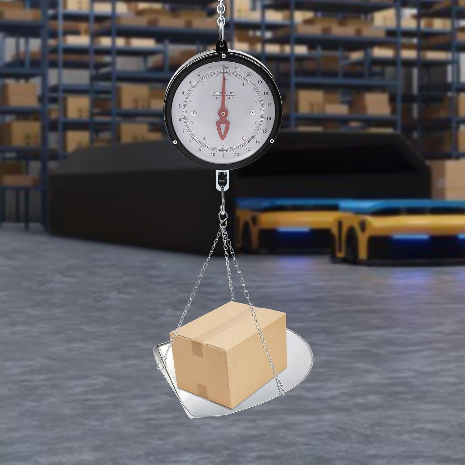 10kg/22lbs Double-Sided Dial Hanging Scale with 2 UnitsHanging Scale with Chain Black