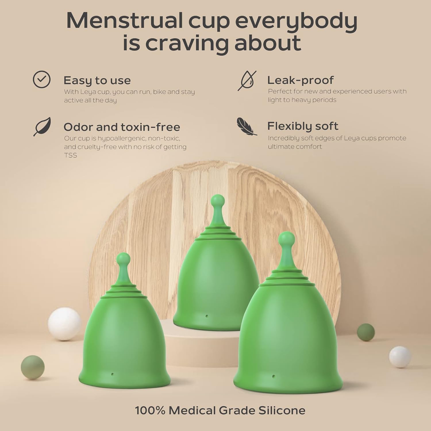 Menstrual Cups Set of 3 Medical Grade Silicone Reusable Period Cup Disposable Easy to Insert & Remove Tampon & Pad Alternative Light to Heavy Flow Latex and BPA Free Menstrual Cup : Health & Household