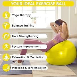 APEXUP Yoga Ball Exercise Ball, Anti Slip Stability Ball Chair, Heavy Duty Large Gym Ball for Fitness, Balance, Core Workout and Physical Therapy (S (15~18) 45cm, Yellow)