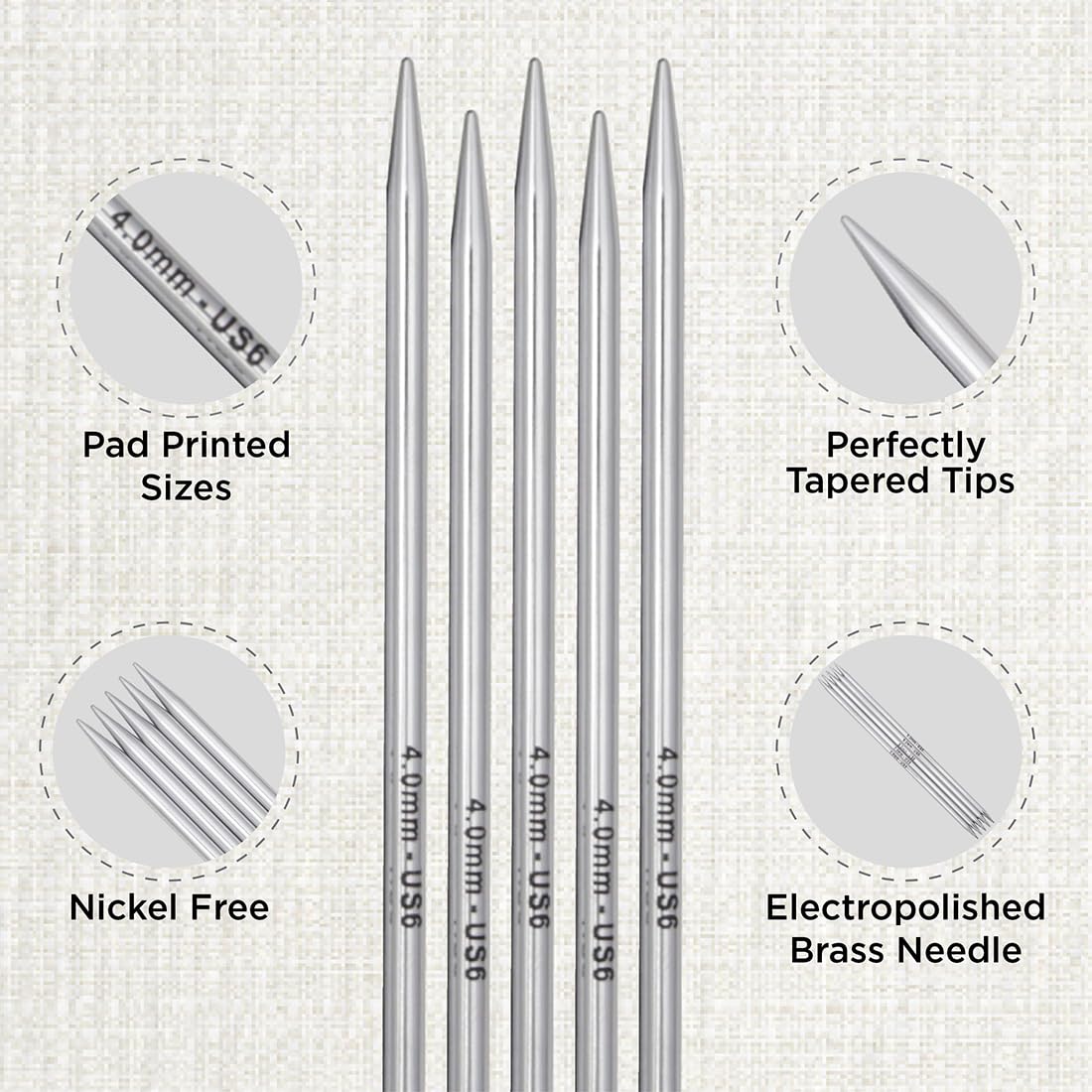 KnitPro Nova Double Pointed Needle Set – 5 x 15cm Double Ended Knitting Pin Sets of 5 Nova Starter Set for Beginners, Professionals & Gift Set