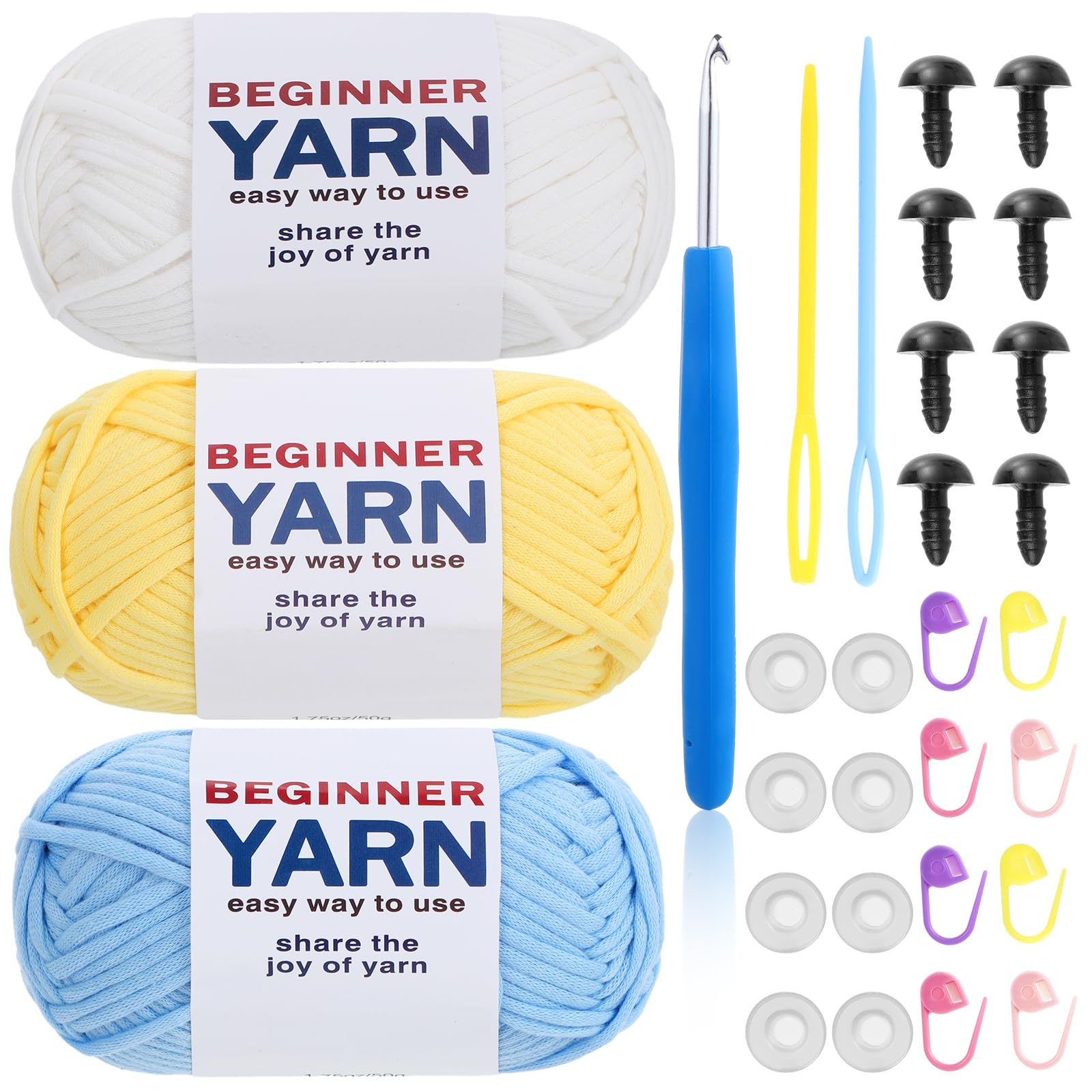 WSICSE 3x50g Beginners Crochet Yarn, Yarn for Crocheting Easy-to-See Stitches Chunky Thick Soft Yarn for Beginner Crocheting Yarn Christmas Gifts