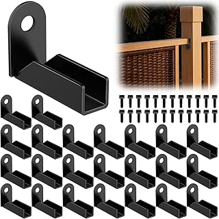 Linone 24 Pack Black Carbon Steel Fence Mounting Brackets for 1" x 1" Square Rails, Fence Panel Internal Connectors