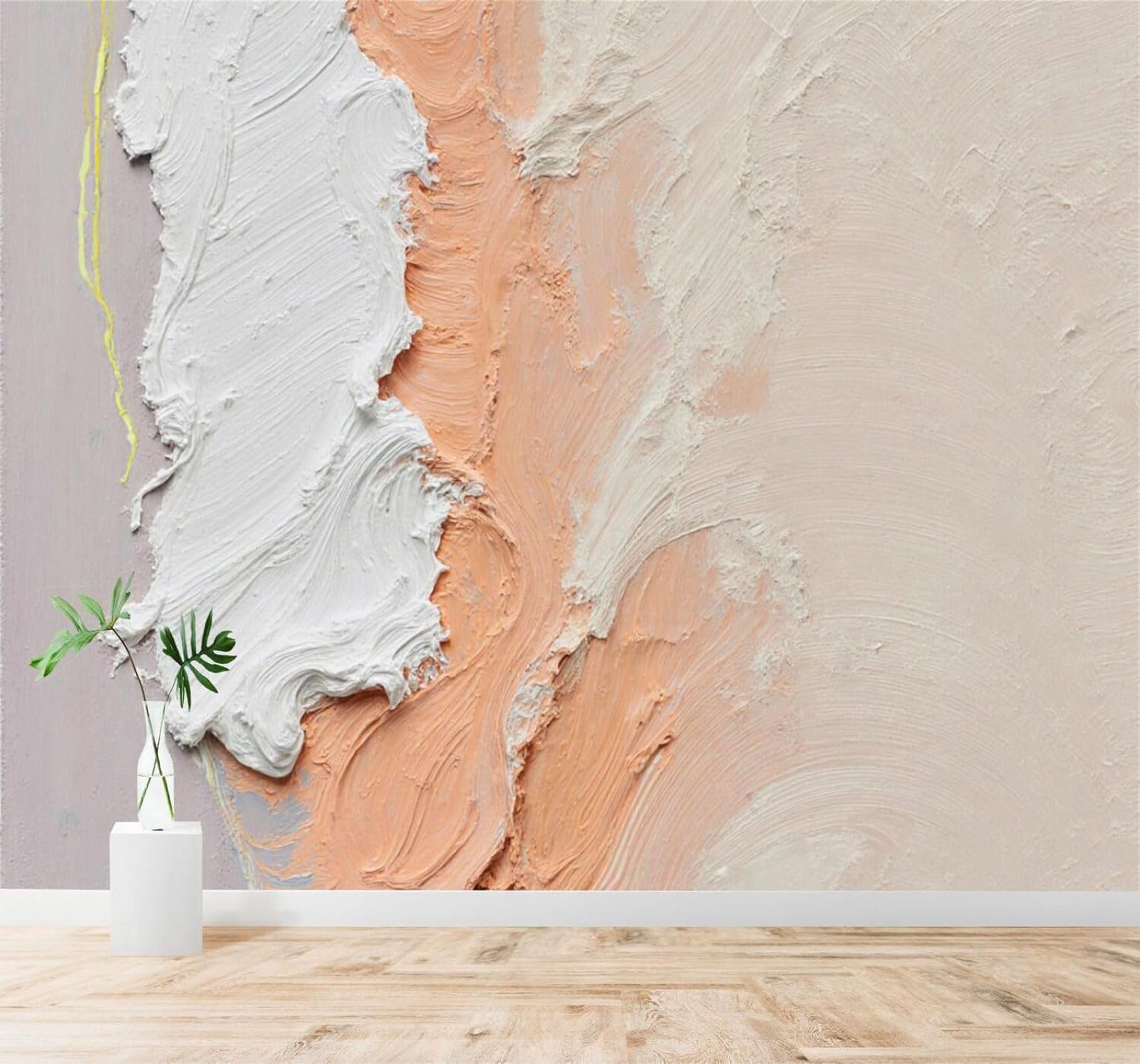Tzxztt Abstract Textures Art White Peach Modern 3D Wallpaper Premium Textured Silk Neutral Tones Material Ideal for Living Room Bedroom-250cm×170cm
