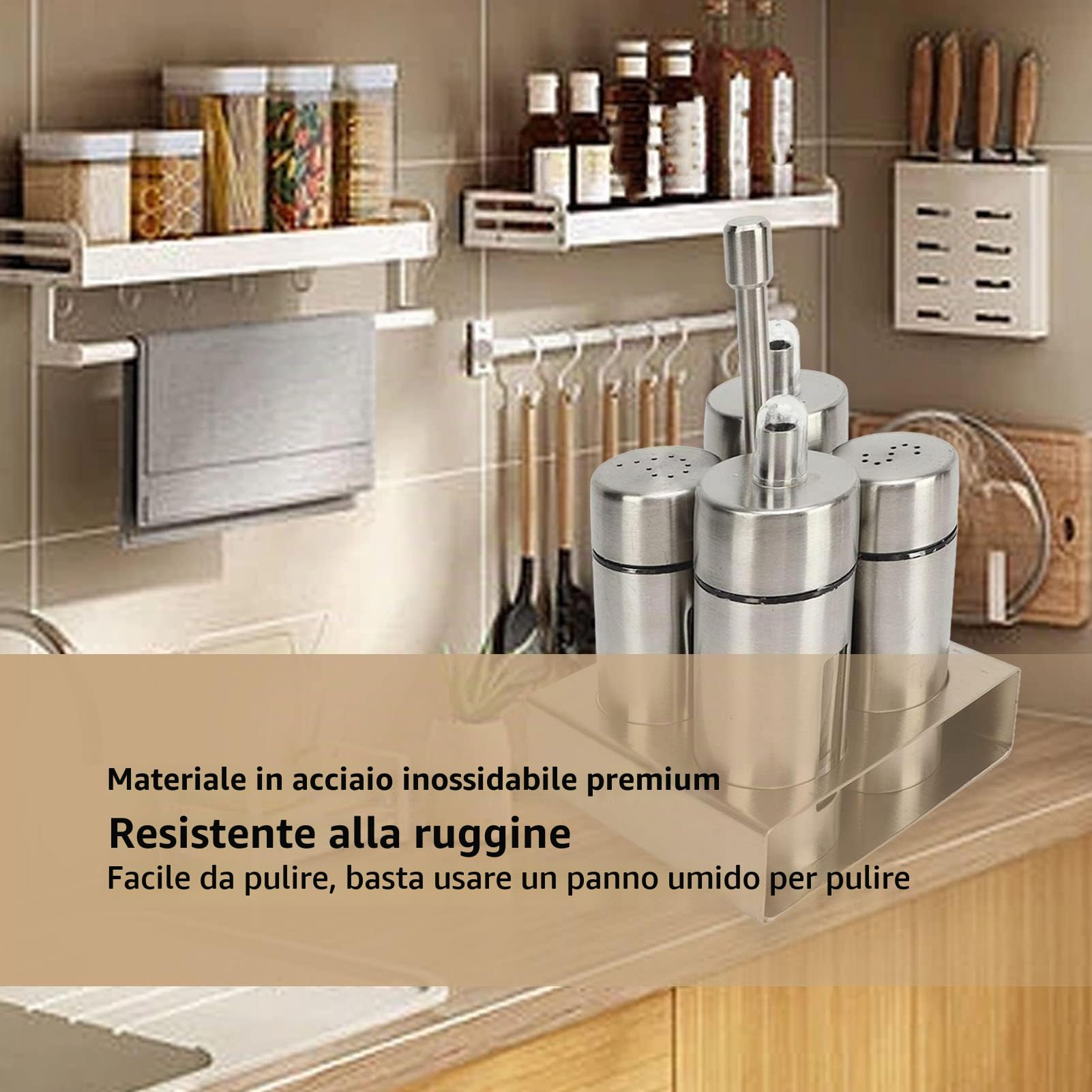 Set Dispenser Per Olio E Aceto, Set Oliera Per Olio E Aceto, Set Dispenser Per Olio E Aceto, Sale E Pepe, Set Bottiglia Per Oliera Per Olio E Aceto, Sale E Pepe, Dispenser Per Spezie in Acciaio Inossi