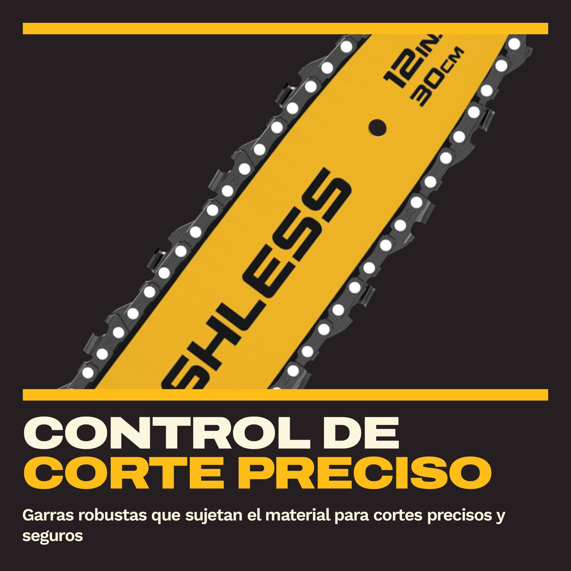 DEWALT Motosierra Compacta sin escobillas XR 18V 30cm, Solo herramienta, DCMCS565N-XJ