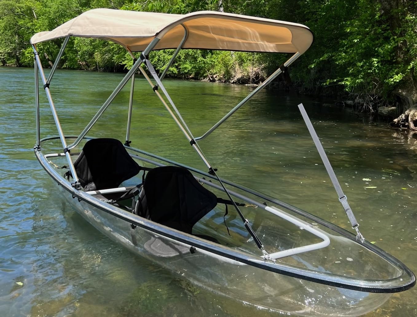 Cypress Rowe Outfitters Sun Pro Series Lab Certified 50+ UPF Beige 3' by 8' Canoe/Kayak Sun Shade/Canopy Bimini top Complete kit, Frame, Canopy, Hardware, Boot, Rear Support Poles
