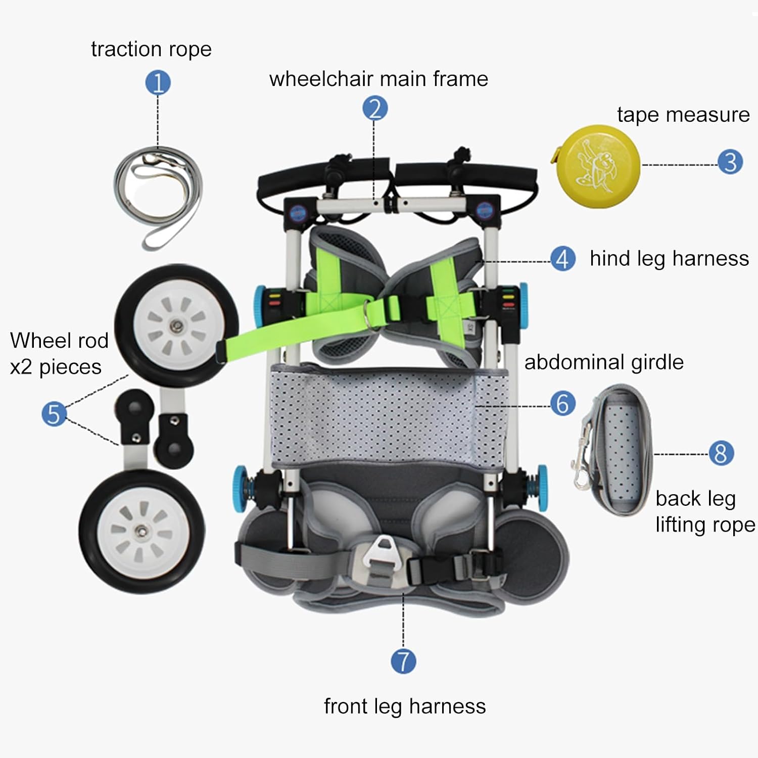 Corgi Dog Wheelchair for Back Legs, Fordable Mobility Aid for Small Medium Doggy, Doggie Hip Leg Brace Support Adjustable, Animal Exercise Wheels(Size XXXS)