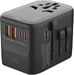 Universal Travel Adapter International World Adapter 5 in 1 European Travel Plug Fast Charger 2xUSB-A 2xUSB C Worldwide AC Outlet Adaptateur Voyage Adaptor Universal for Europe USA UK AUS Asia