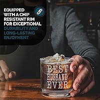 Vista 4 de shop4ever Best Husband Ever - Vaso de whisky grabado para regalo de cumpleaños para él, 11 onzas